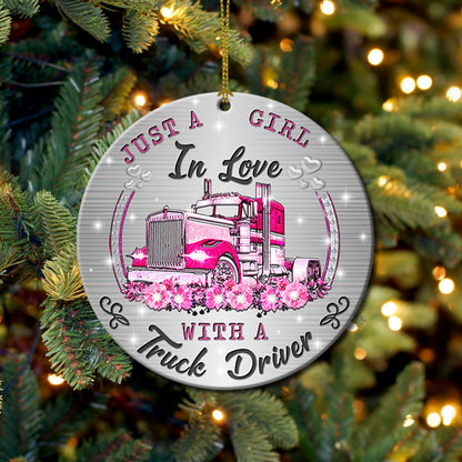 Jewelry Style Love Trucker Ceramic Circle Ornament - Decorative Ornament - Christmas Ornament