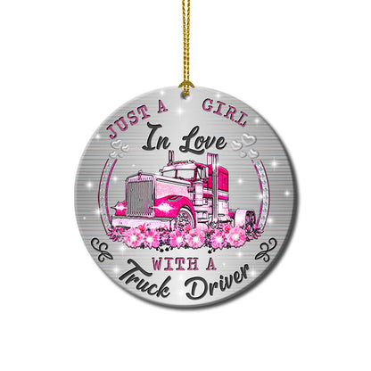 Jewelry Style Love Trucker Ceramic Circle Ornament - Decorative Ornament - Christmas Ornament