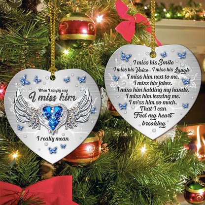 Jewelry Widow Heart I Miss Him Heart Ornament - Christmas Ornament - Ciaocustom