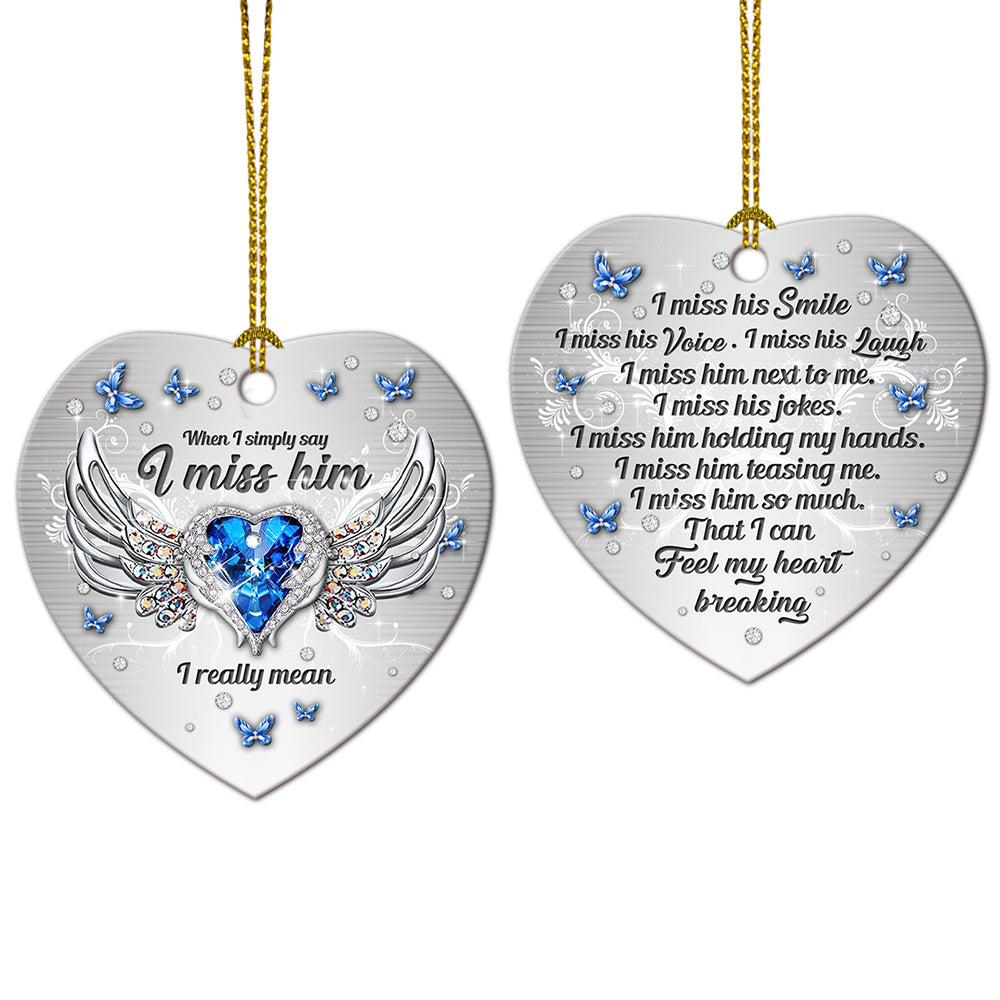 Jewelry Widow Heart I Miss Him Heart Ornament - Christmas Ornament - Ciaocustom