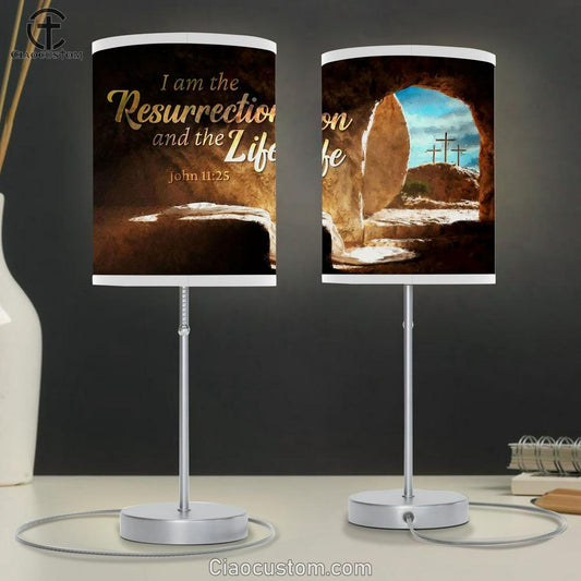 John 1125 I Am The Resurrection And The Life Lamp Art Table Lamp - Christian Lamp Art Decor - Scripture Table Lamp Prints