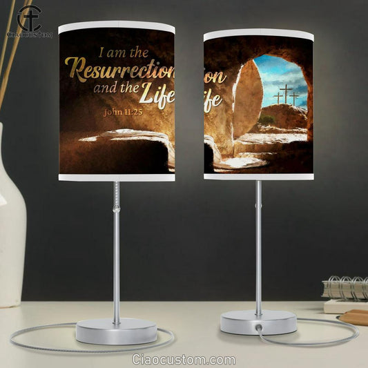John 1125 I Am The Resurrection And The Life Table Lamp For Bedroom - Christian Room Decor