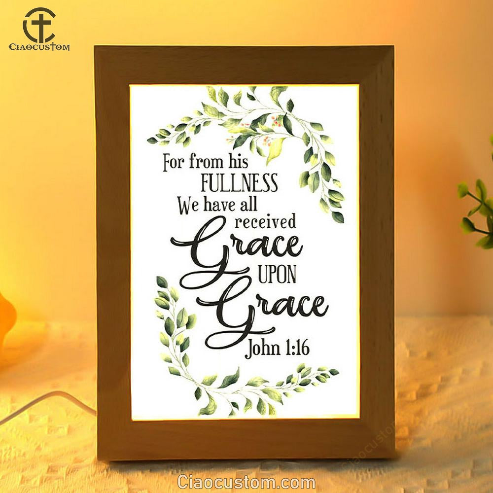 John 116 Esv Grace Upon Grace Bible Verse Wooden Lamp Art - Bible Verse Wooden Lamp - Scripture Night Light