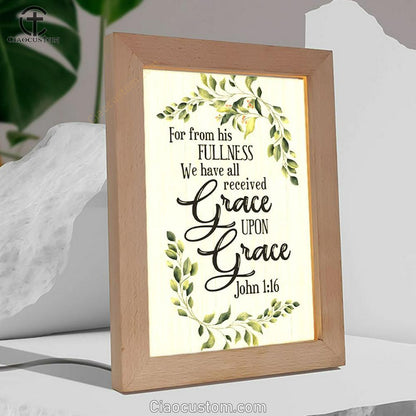 John 116 Esv Grace Upon Grace Bible Verse Wooden Lamp Art - Bible Verse Wooden Lamp - Scripture Night Light