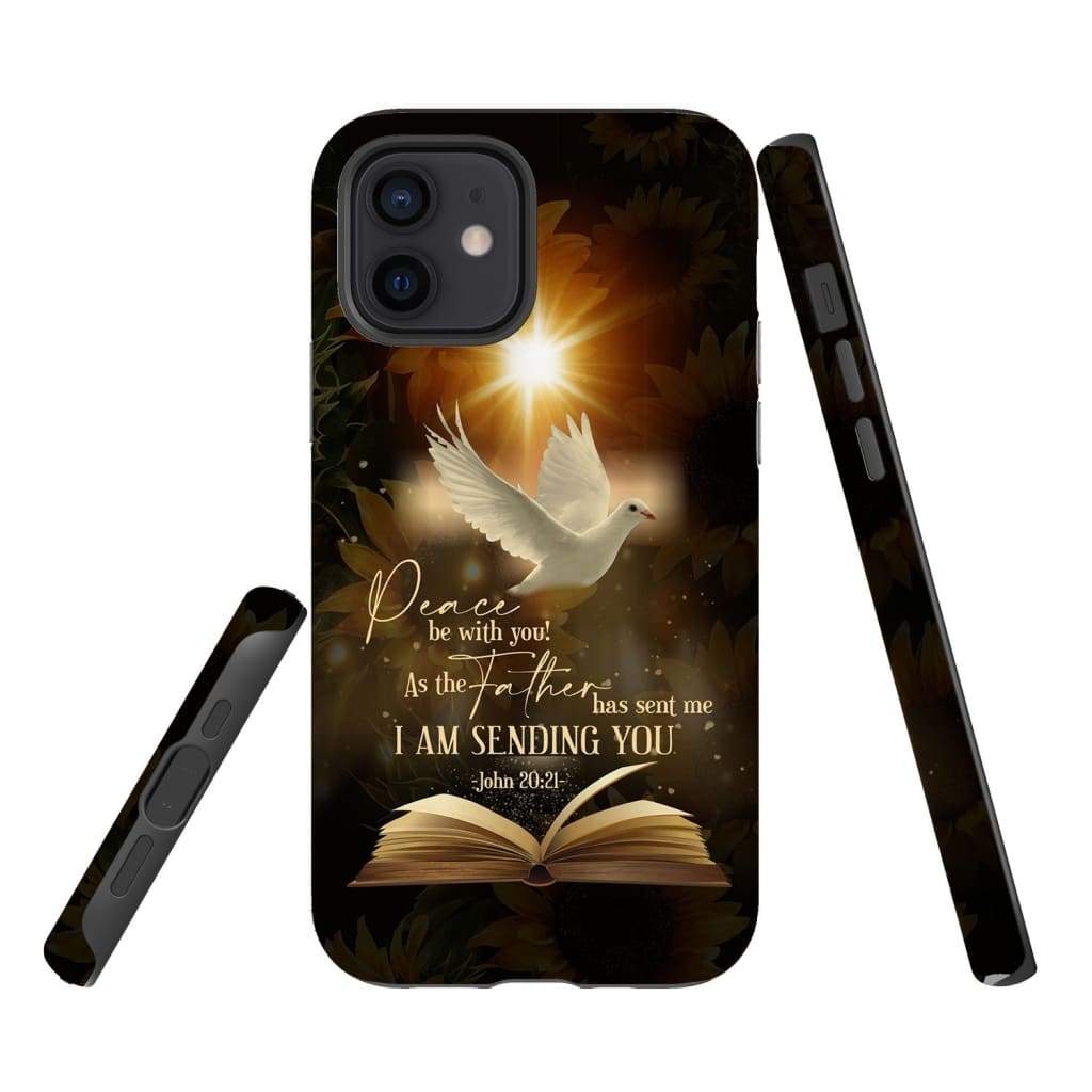 John 2021 Peace Be With You Dove Bible Verse Phone Case - Inspirational Bible Scripture iPhone Cases