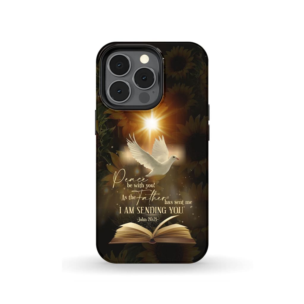 John 2021 Peace Be With You Dove Bible Verse Phone Case - Inspirational Bible Scripture iPhone Cases