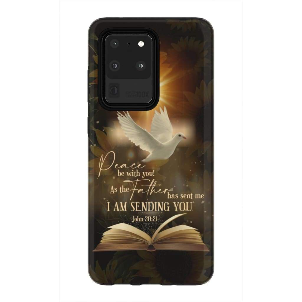 John 2021 Peace Be With You Dove Bible Verse Phone Case - Inspirational Bible Scripture iPhone Cases