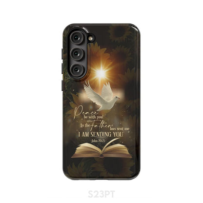 John 2021 Peace Be With You Dove Bible Verse Phone Case - Inspirational Bible Scripture iPhone Cases