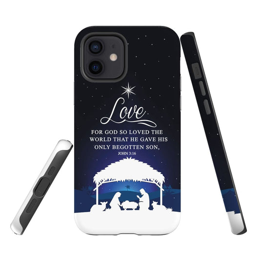 John 316 For God So Loved The World Christmas Phone Case - Inspirational Bible Scripture iPhone Cases