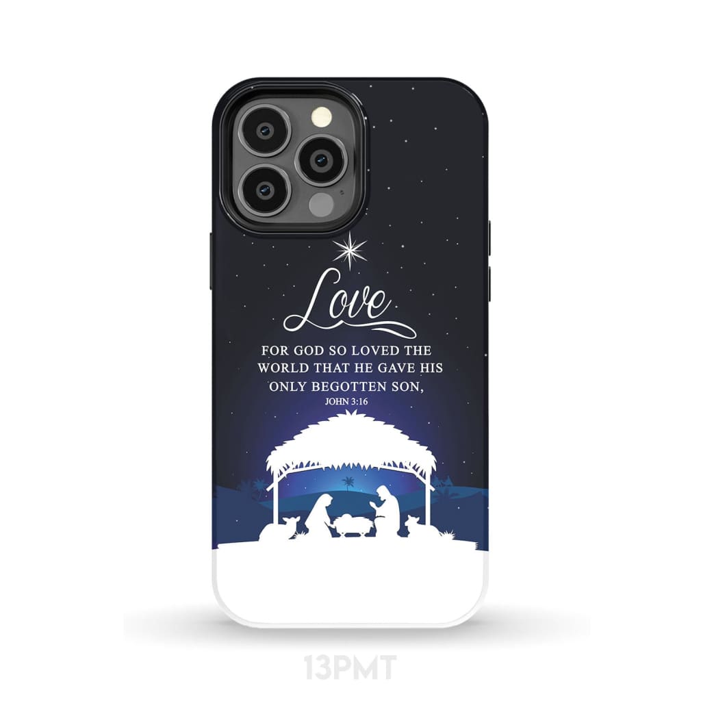 John 316 For God So Loved The World Christmas Phone Case - Inspirational Bible Scripture iPhone Cases