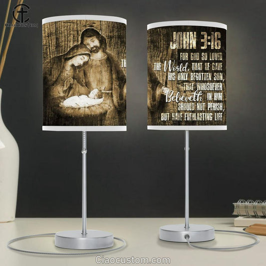 John 316 For God So Loved The World Christmas Table Lamp For Bedroom - Christian Room Decor