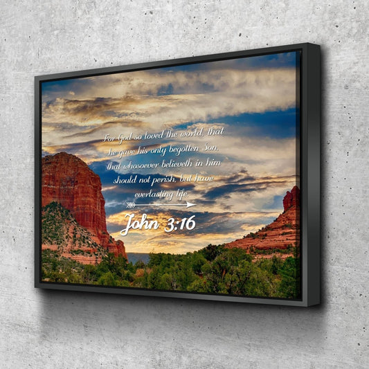 John 316 Kjv #21 Bible Verse Canvas Wall Art - Christian Canvas Wall Art