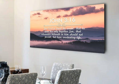 John 316 Kjv #25 Bible Verse Canvas Wall Art - Christian Canvas Wall Art