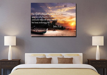 John 316 Kjv #2 Bible Verse Canvas Wall Art - Christian Canvas Wall Art