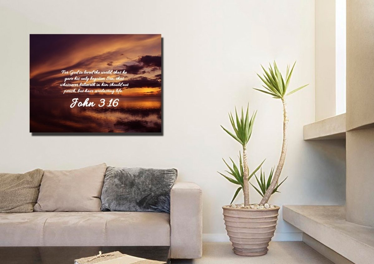 John 316 Kjv #8 Bible Verse Canvas Wall Art - Christian Canvas Wall Art