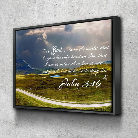 John 316 Kjv Bible Verse Canvas Wall Art - Christian Canvas Wall Art