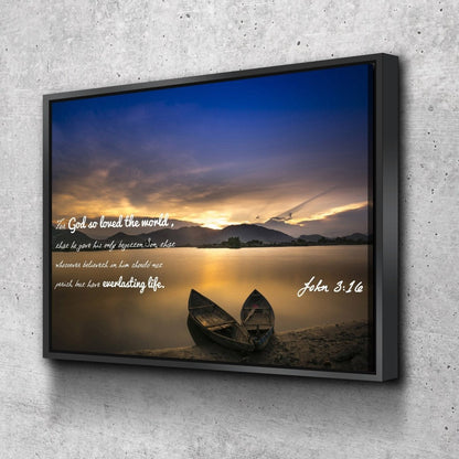 John 316 Kjv Bible Verse Wall Art - Christian Canvas Wall Art