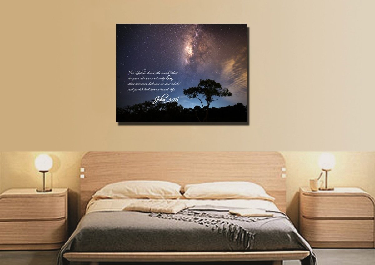 John 316 Niv #16 Bible Verse Canvas Wall Art - Christian Canvas Wall Art