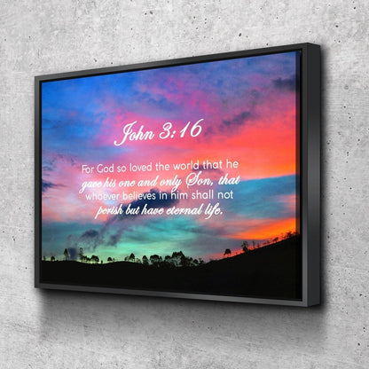 John 316 Niv #19 Bible Verse Canvas Wall Art - Christian Canvas Wall Art