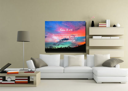 John 316 Niv #19 Bible Verse Canvas Wall Art - Christian Canvas Wall Art