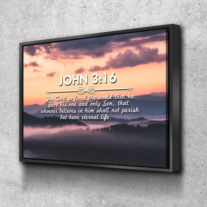 John 316 Niv #25 Bible Verse Canvas Wall Art - Christian Canvas Wall Art