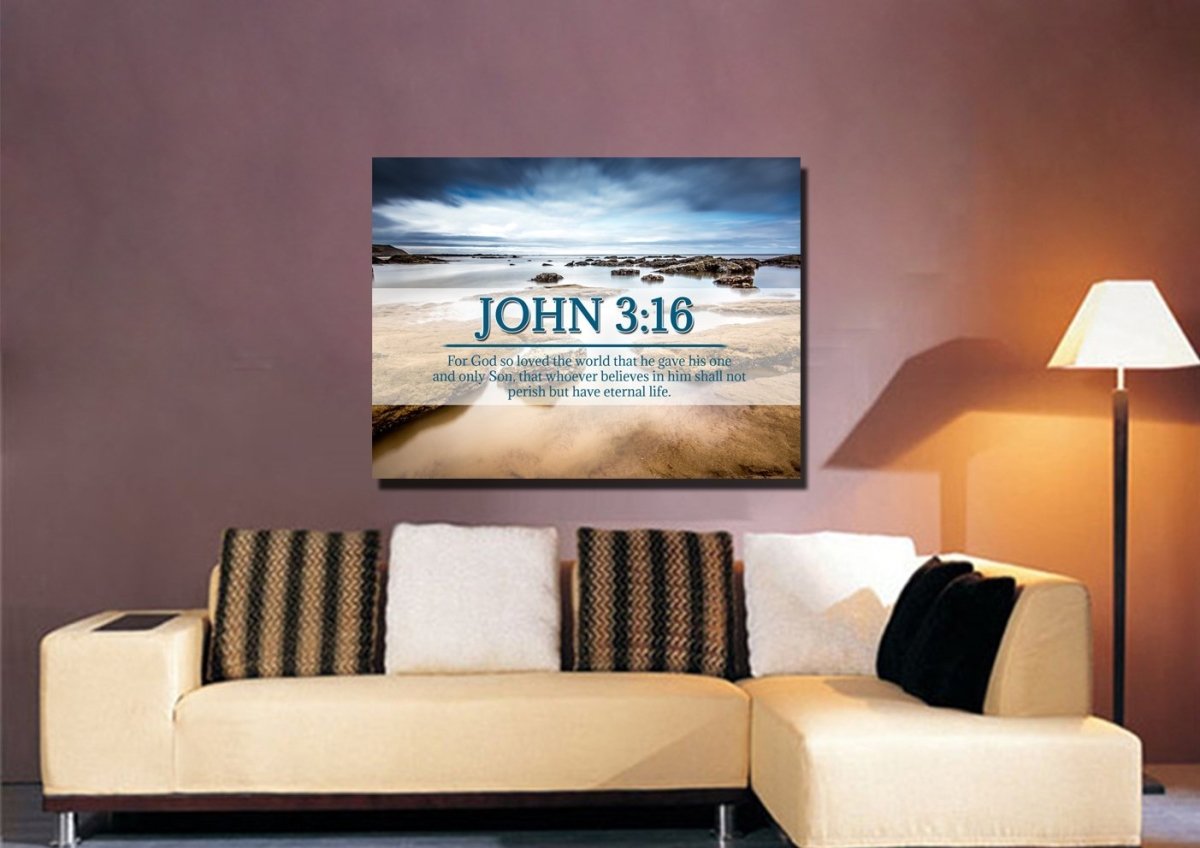 John 316 Niv #29 Bible Verse Canvas Wall Art - Christian Canvas Wall Art