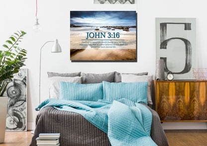 John 316 Niv #29 Bible Verse Canvas Wall Art - Christian Canvas Wall Art