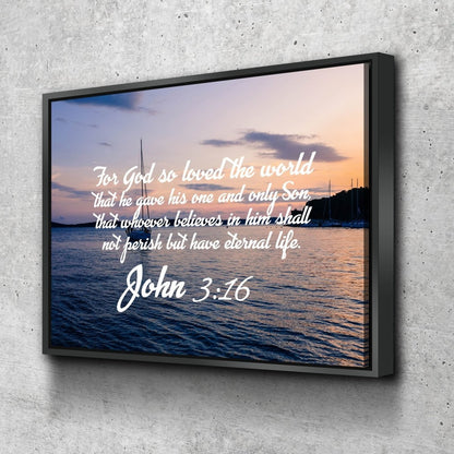 John 316 Niv #5 Bible Verse Canvas Wall Art - Christian Canvas Wall Art