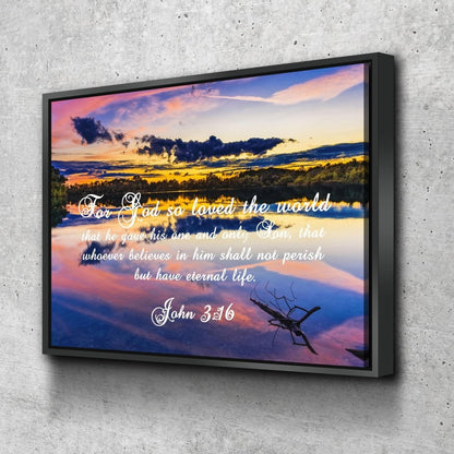 John 316 Niv Bible Verse Canvas Wall Art