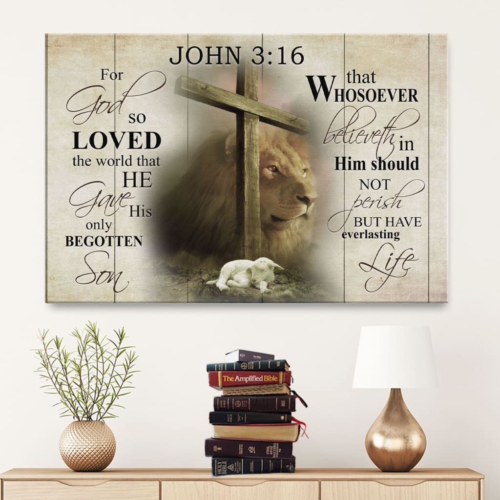 John 316 Wall Art For God So Loved The World John 316 Kjv Canvas Print - Religious Wall Decor