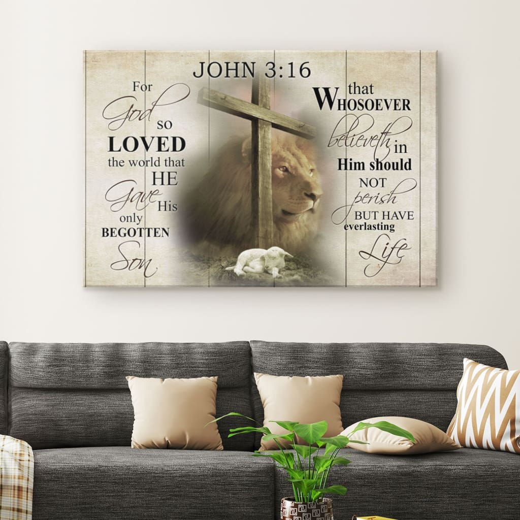 John 316 Wall Art For God So Loved The World John 316 Kjv Canvas Print - Religious Wall Decor