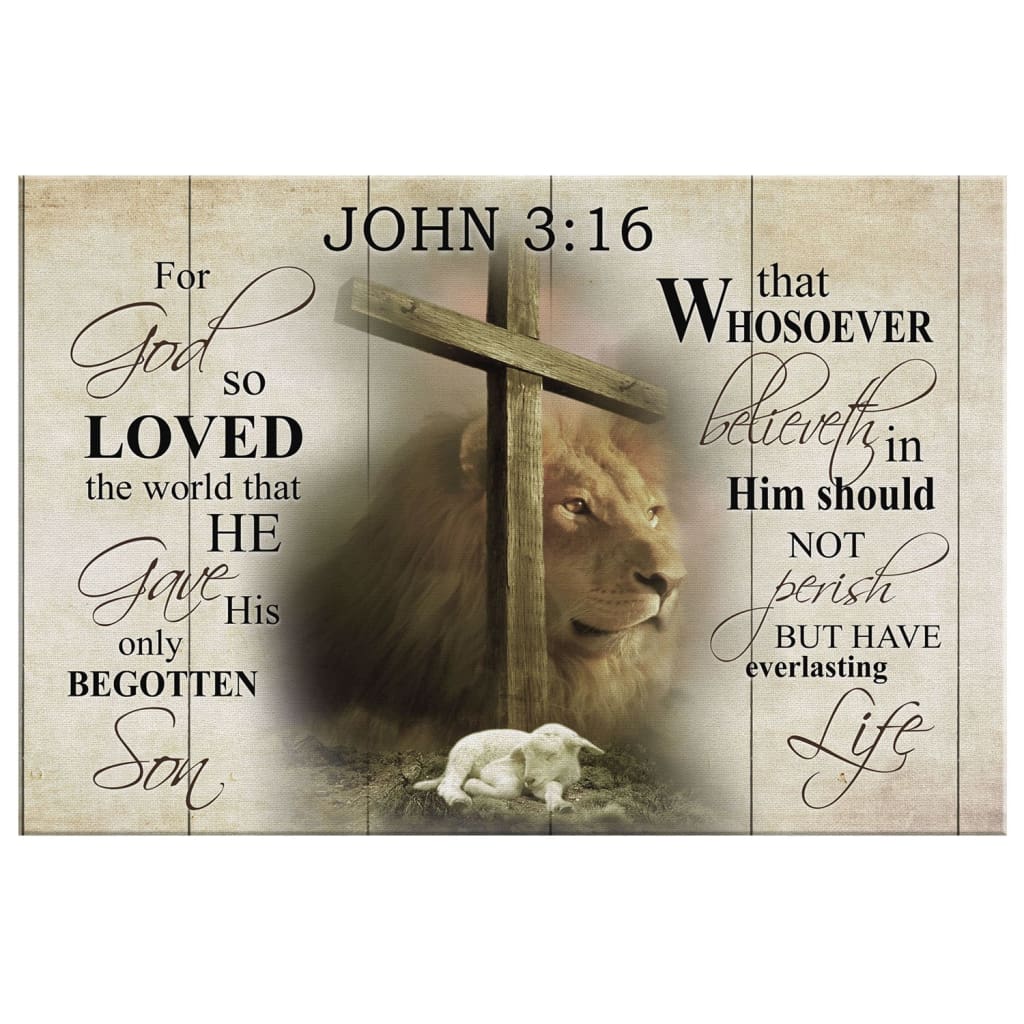 John 316 Wall Art For God So Loved The World John 316 Kjv Canvas Print - Religious Wall Decor