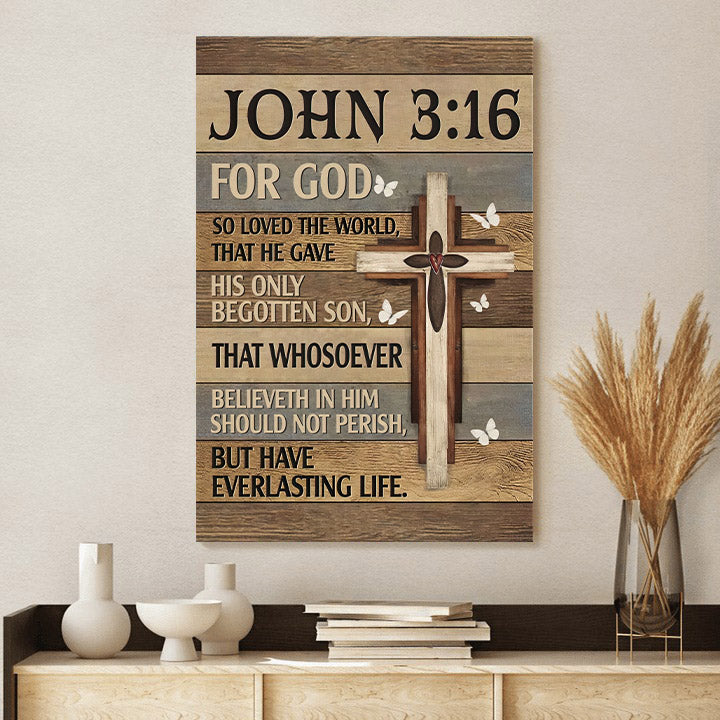 John 3 16 Canvas Print - For God So Loved The World Bible Wall Art
