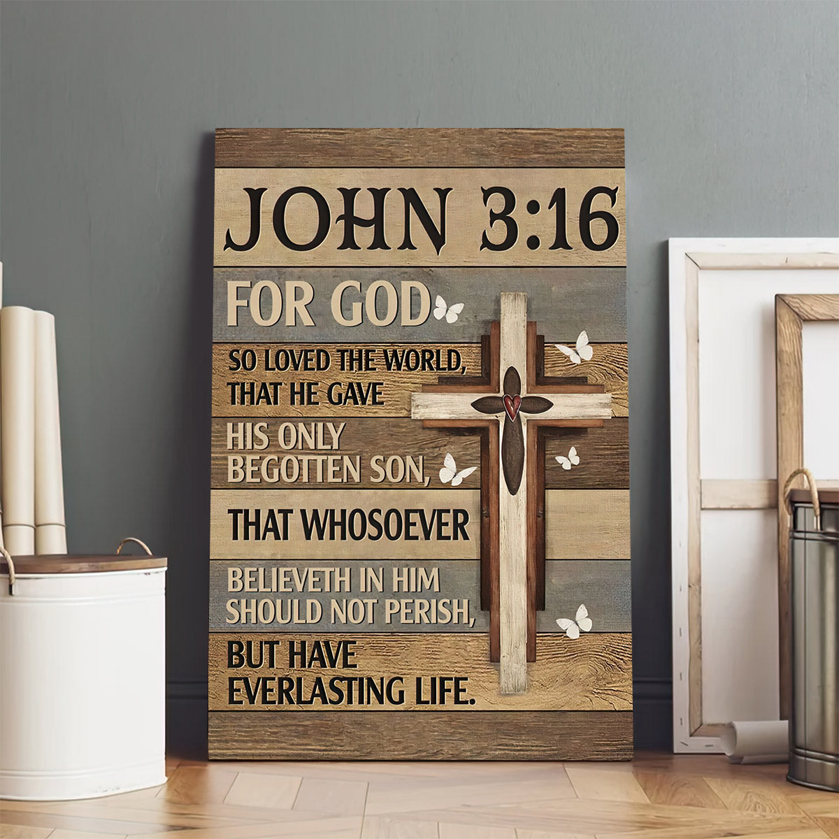 John 3 16 Canvas Print - For God So Loved The World Bible Wall Art