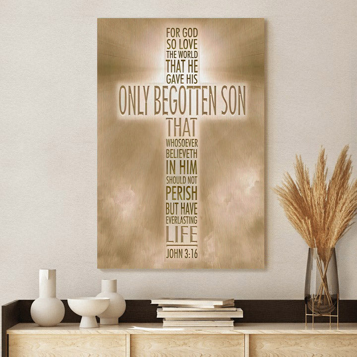 John 3 16 Wall Art - For God So Loved the World Bible Verse Wall Art Canvas - Christ Decoration