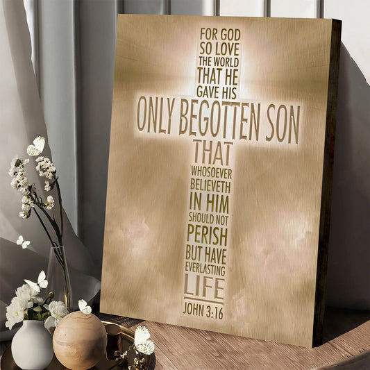 John 3 16 Wall Art - For God So Loved the World Bible Verse Wall Art Canvas - Christ Decoration