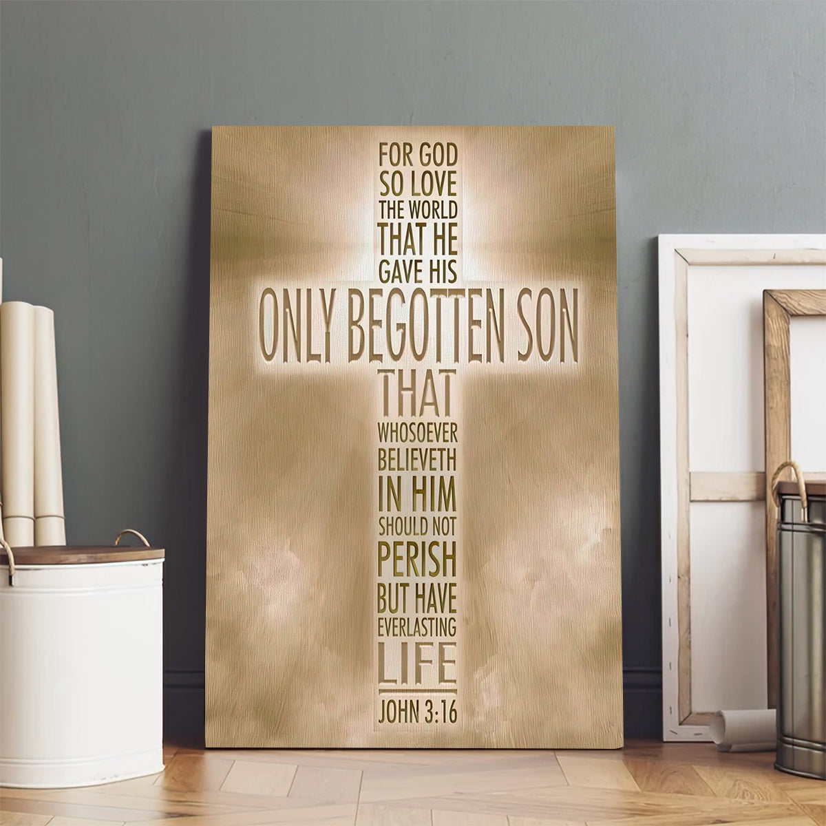 John 3 16 Wall Art - For God So Loved the World Bible Verse Wall Art Canvas - Christ Decoration