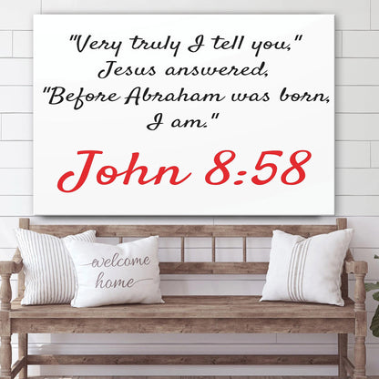John 8 58 Bible Verse Canvas Square Frame - Canvas Picture - Jesus Canvas Pictures - Christian Wall Art