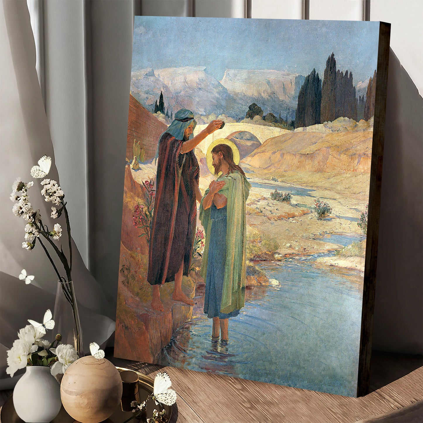 John The Baptist Baptized Jesus Christ Canvas Pictures - Jesus Baptism Canvas - Christian Wall Art