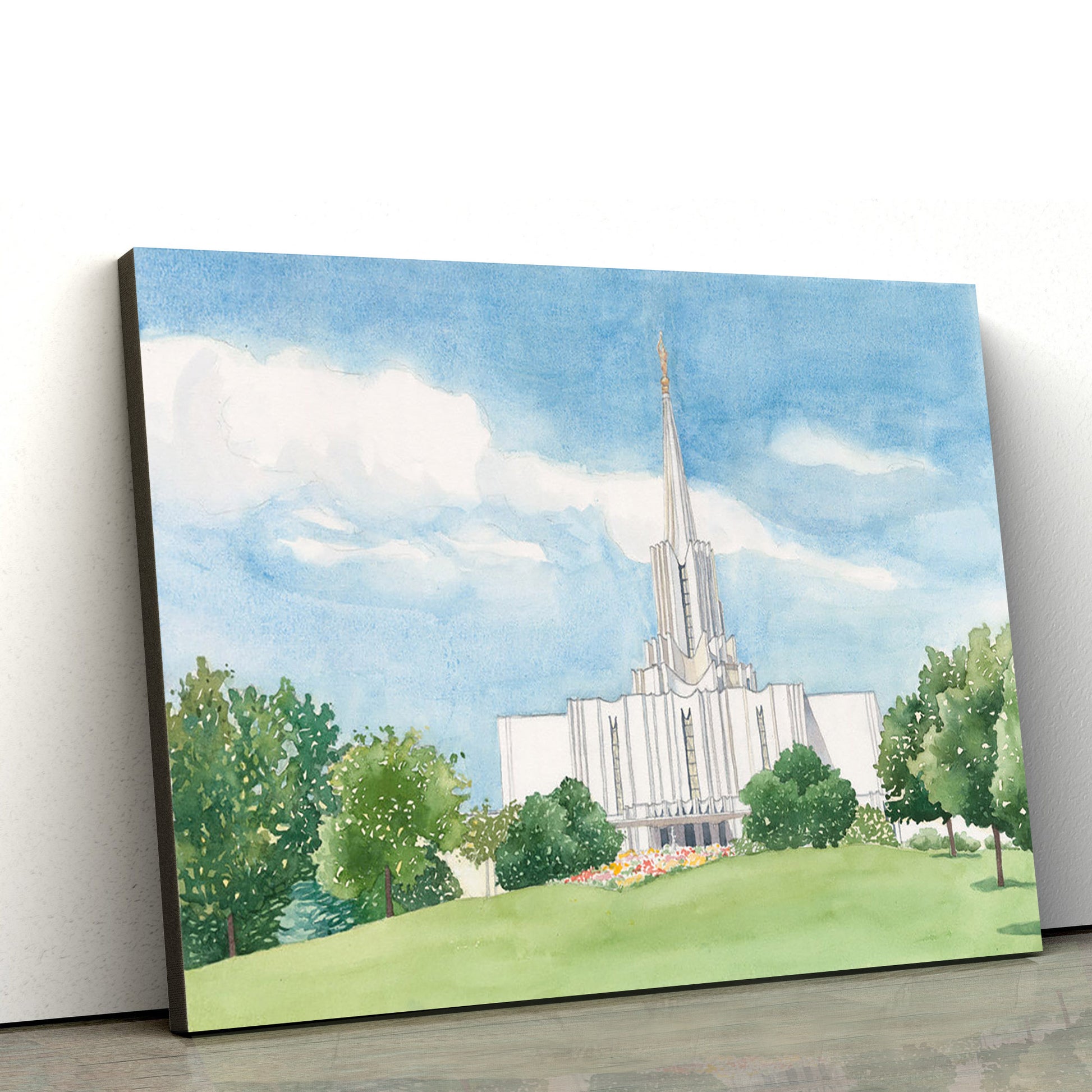 Jordan River Temple Canvas Wall Art - Jesus Christ Picture - Canvas Christian Wall Art