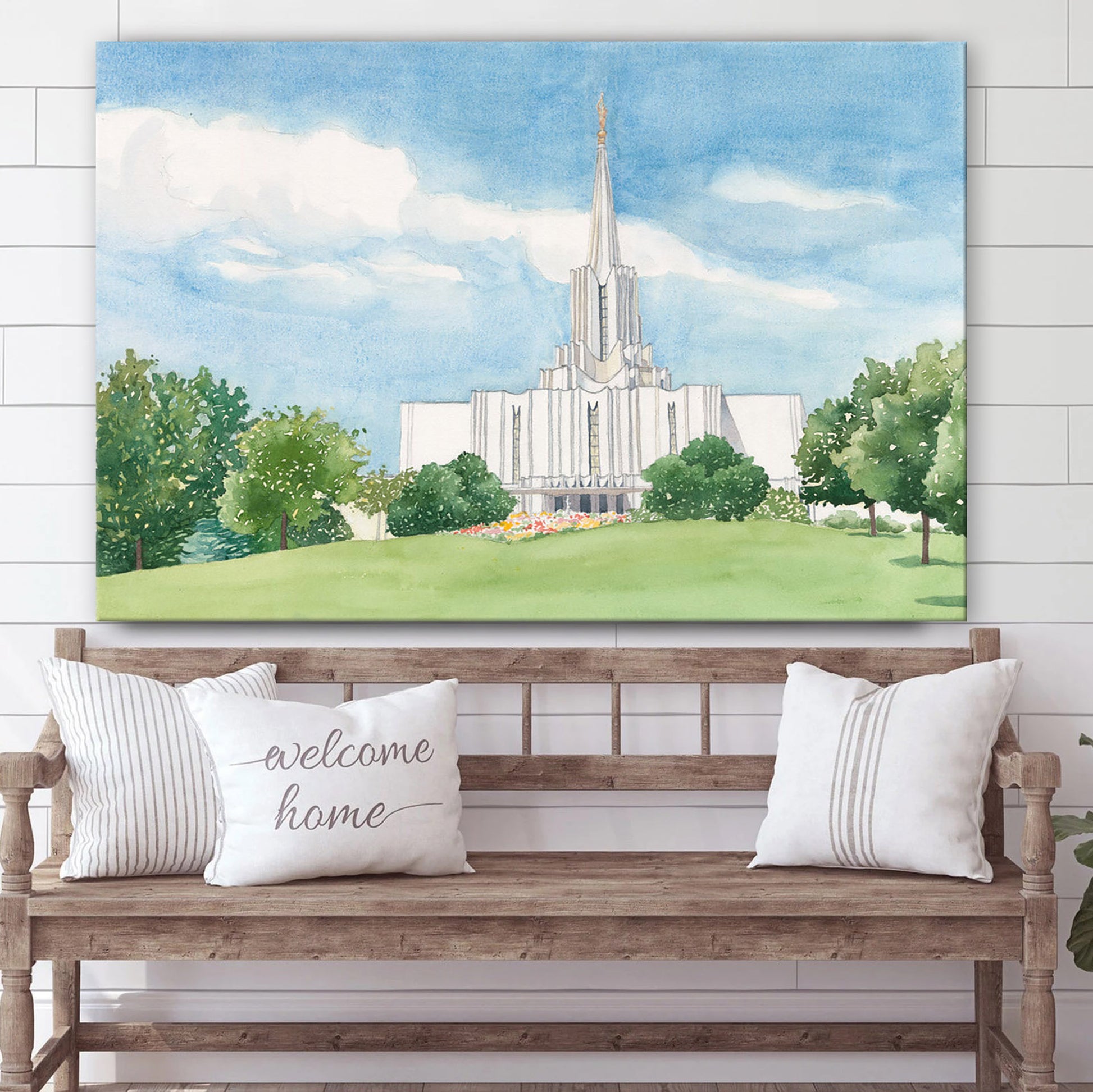 Jordan River Temple Canvas Wall Art - Jesus Christ Picture - Canvas Christian Wall Art