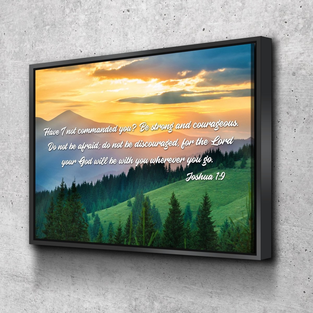 Joshua 19 Be Strong And Courageous Canvas Wall Art Print - Christian Canvas Wall Art