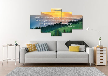 Joshua 19 Be Strong And Courageous Canvas Wall Art Print - Christian Canvas Wall Art