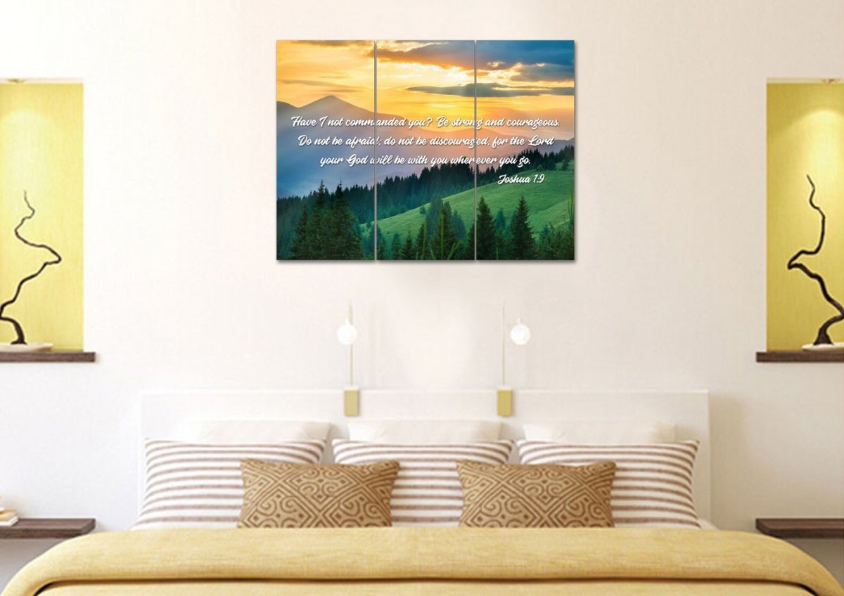 Joshua 19 Be Strong And Courageous Canvas Wall Art Print - Christian Canvas Wall Art