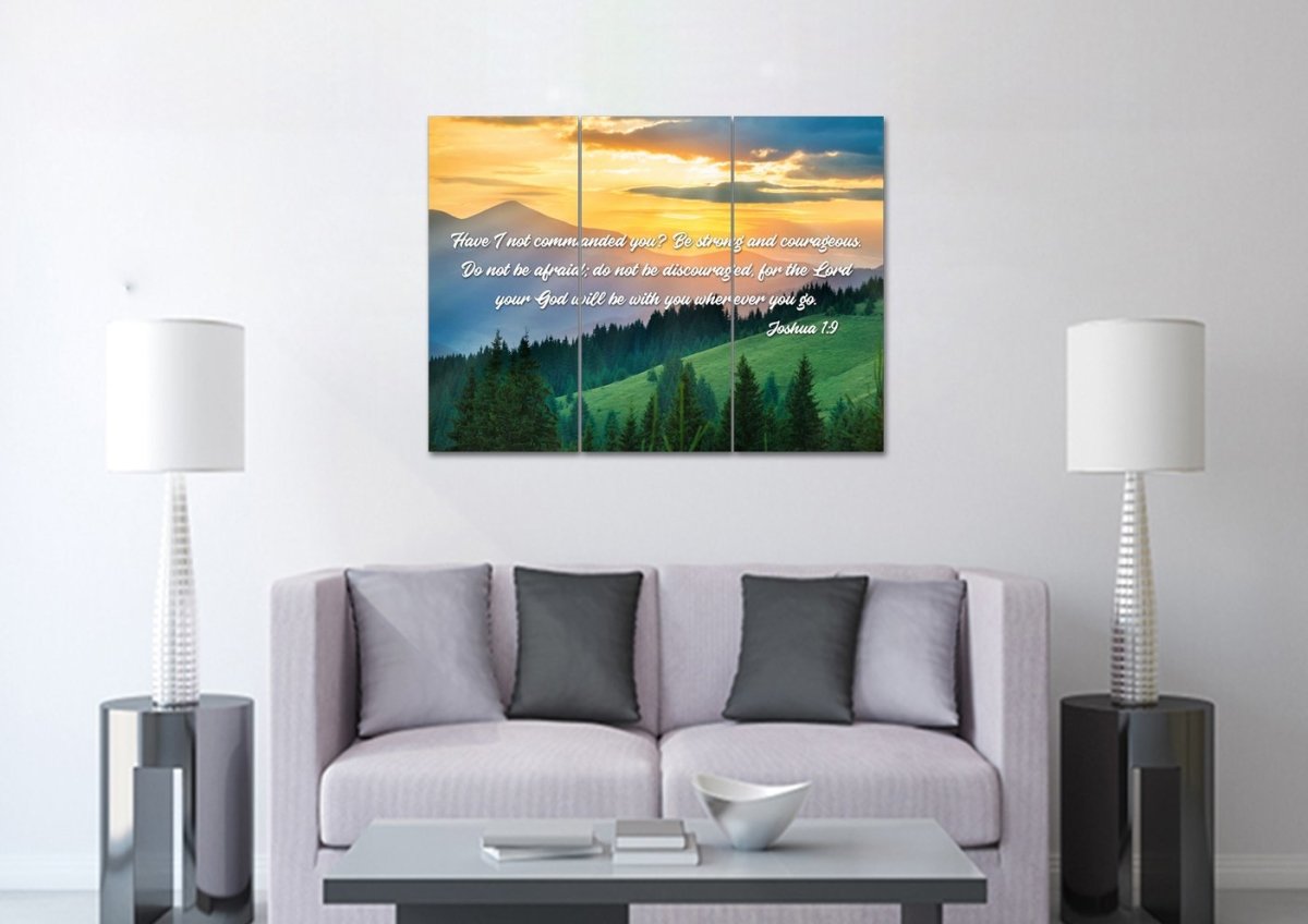 Joshua 19 Be Strong And Courageous Canvas Wall Art Print - Christian Canvas Wall Art