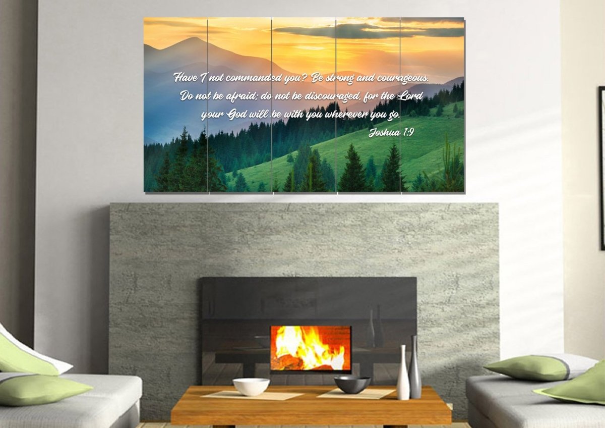 Joshua 19 Be Strong And Courageous Canvas Wall Art Print - Christian Canvas Wall Art