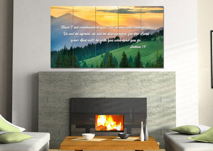Joshua 19 Be Strong And Courageous Canvas Wall Art Print - Christian Canvas Wall Art