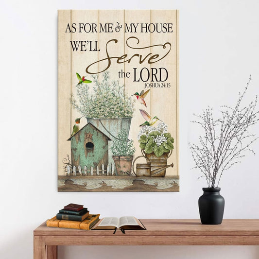 Joshua 2415 As For Me And My House Floral Hummingbird Canvas Art - Bible Verse Canvas - Scripture Wall Art