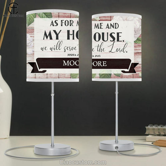 Joshua 2415 As For Me And My House Personalized Family Name Lamp Art Table Lamp - Christian Lamp Art Decor - Scripture Table Lamp Prints