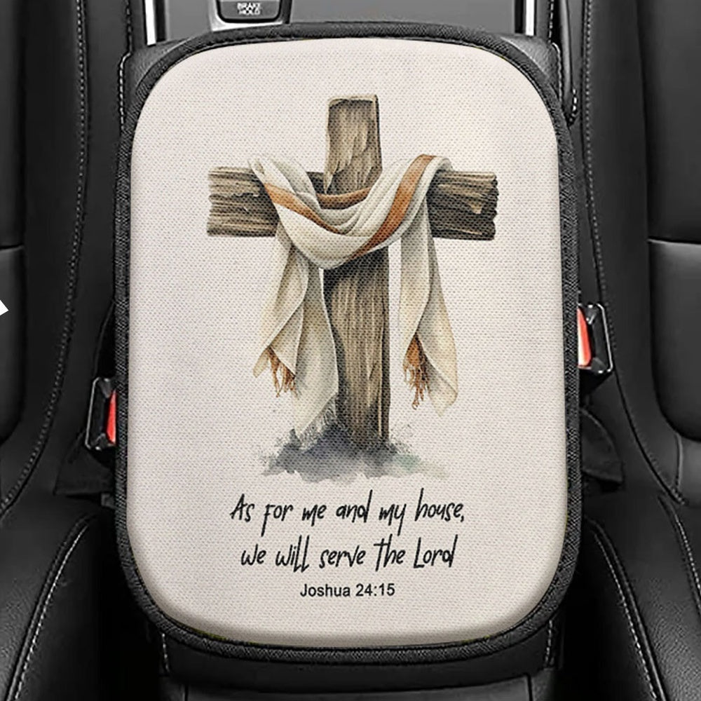 Joshua 415 We Will Serve The Lord Seat Box Cover, Christian Car Center Console Cover, Bible Verse Gift For Women Of God